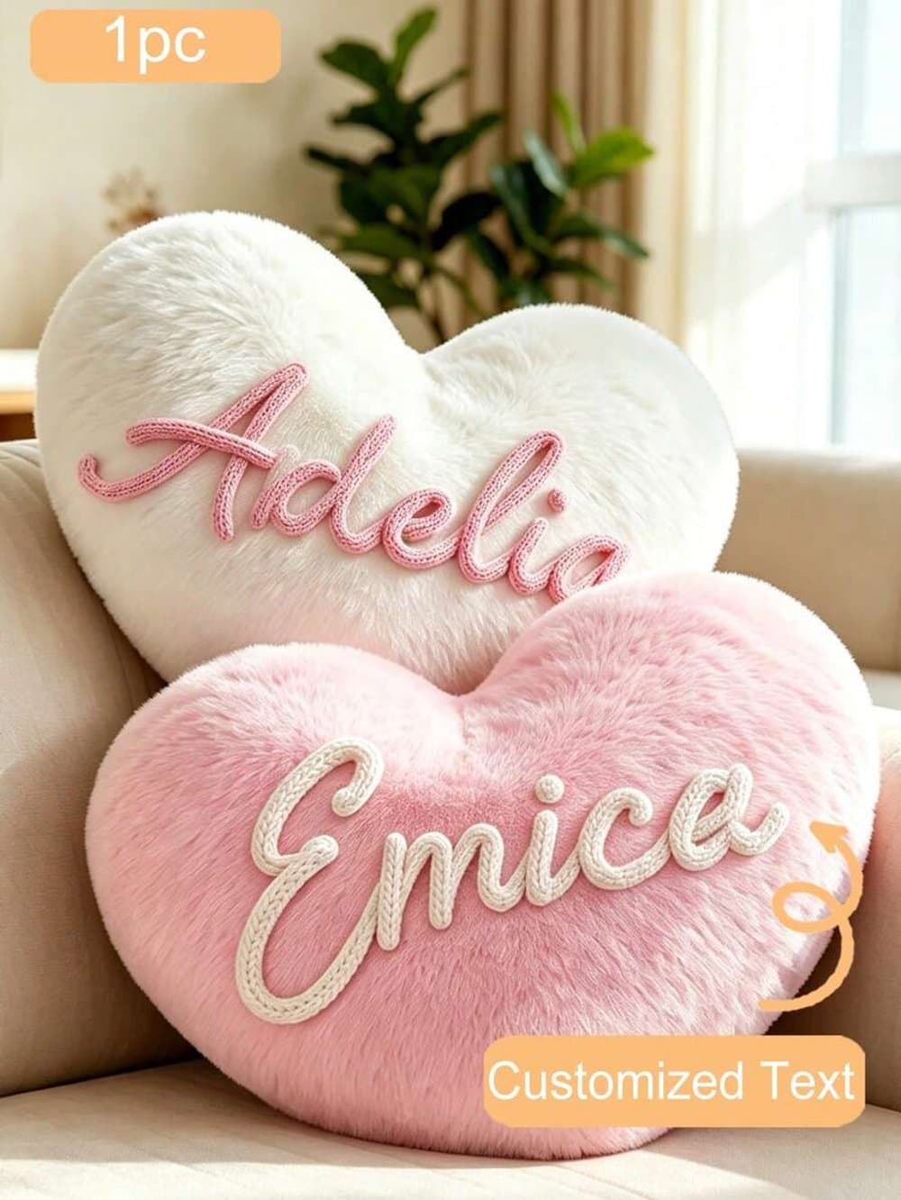 Custom Name Heart Shaped Throw Pillow