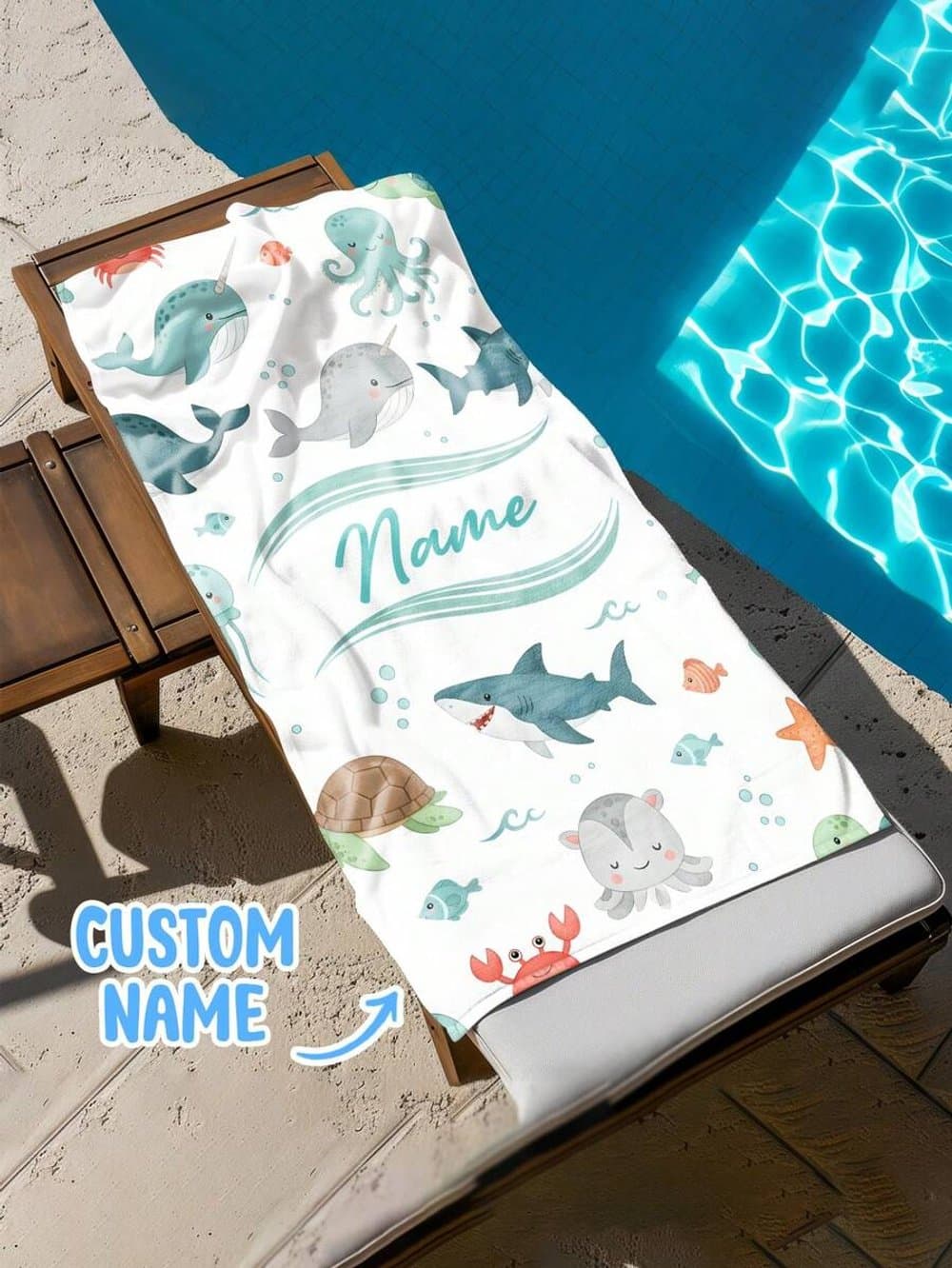 Custom Name Kids Beach Towel