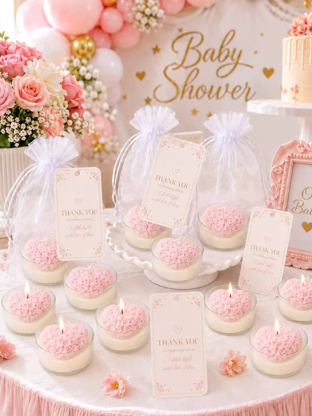 Pink Heart Scented Candle Favor Set